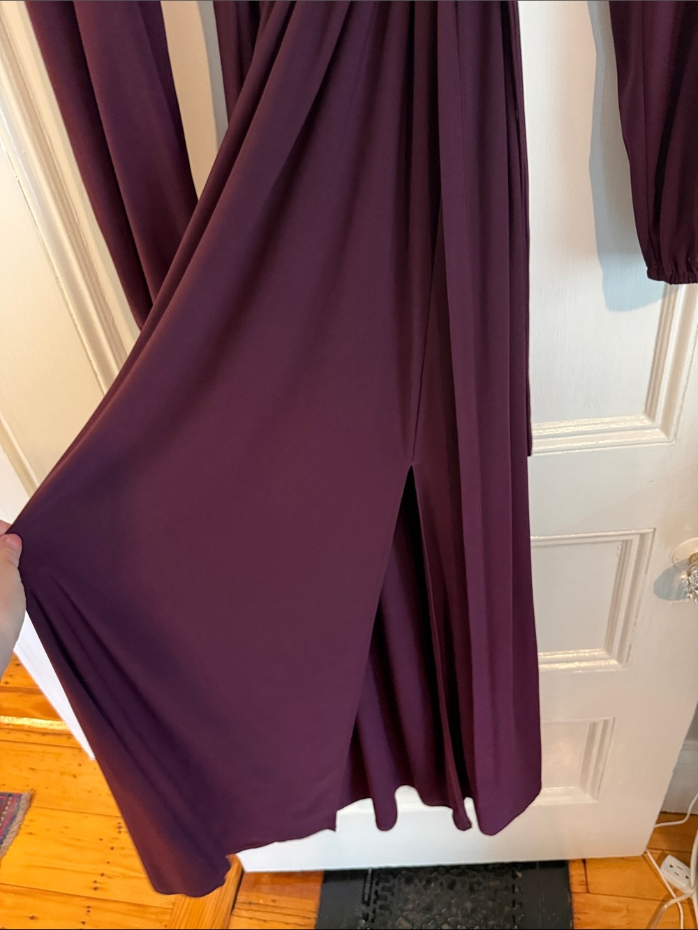 MARINA Deep Plum Long Sleeve Wrap Maxi Dress size 16 nwot - Picture 5 of 6